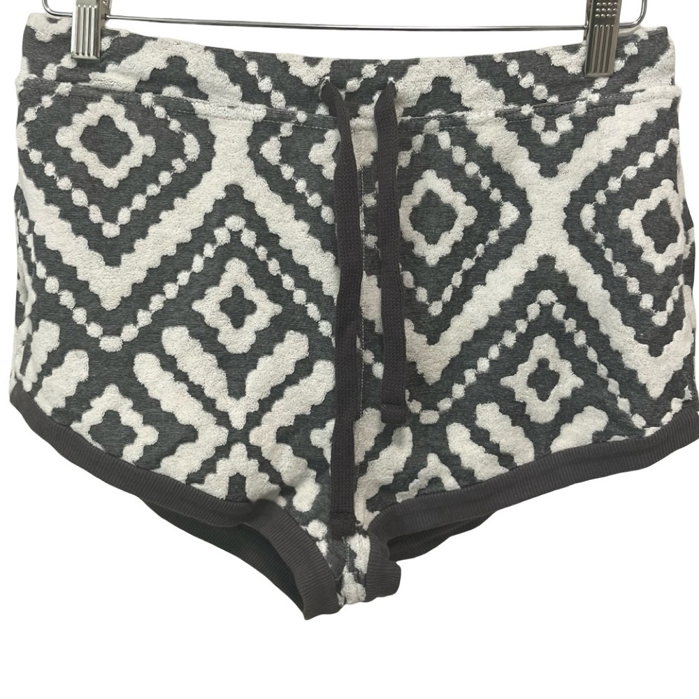 FP Movement Free People Jacquard Shorts Terry Cloth Gray White Size Medium